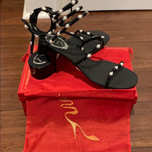 Rene Caovilla Shoes - Rene Caovilla Black Pearl Sandals